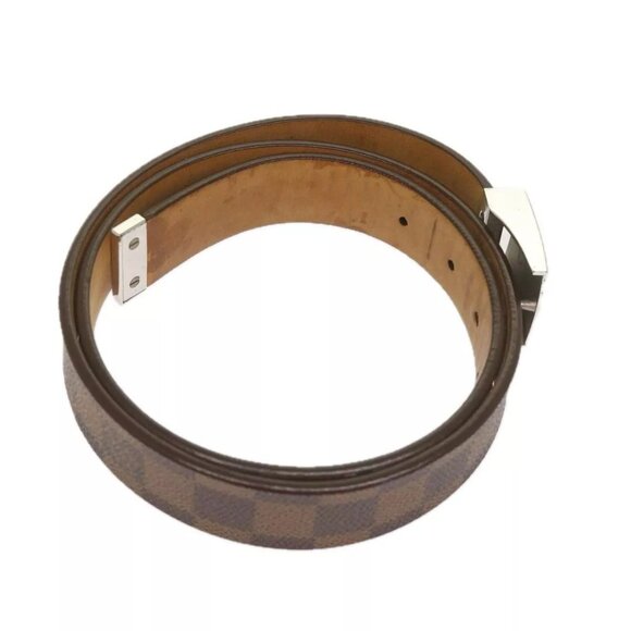 LOUIS VUITTON Damier Ebene Belt Leather 2Set Black LV Auth - Picture 11 of 13